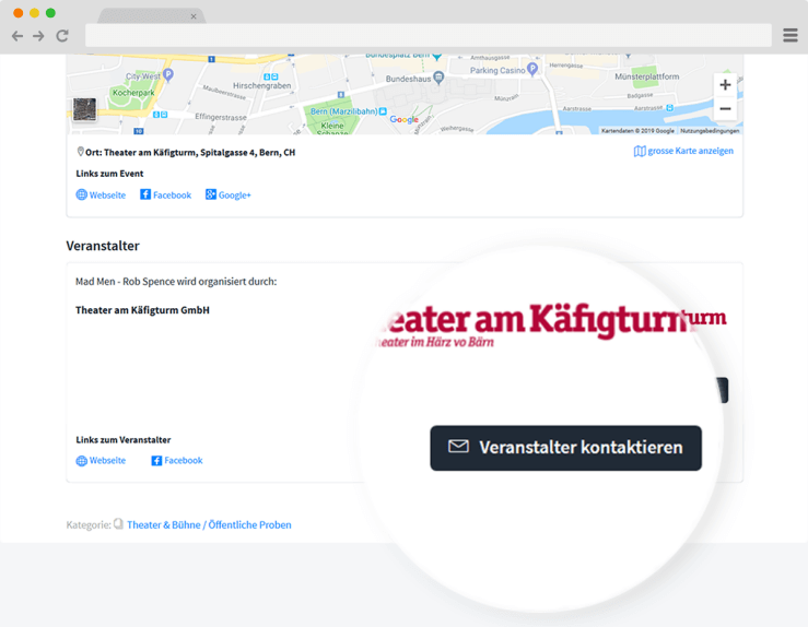 Browser Screenshot Veranstalter Kontaktieren