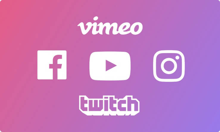 Eventfrog Livestreaming Plattformen - vimeo, facebook, youtube, instagram, twitch