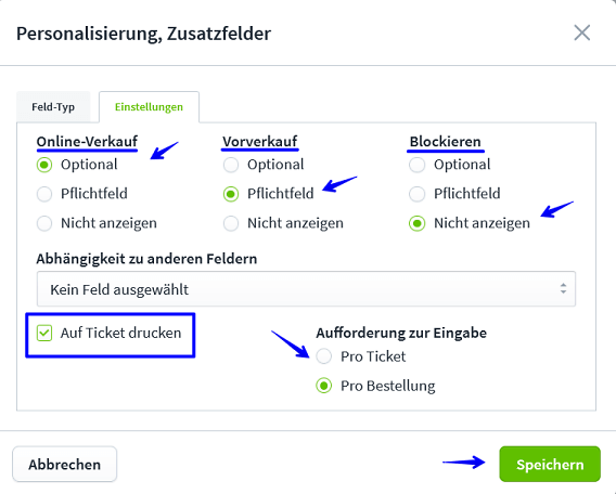 Create Ticket Personalisierung III