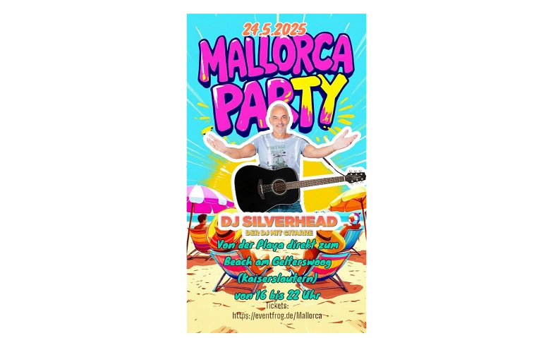 Mallorca Party am Gelterswoog mit DJ Silverhead mit Gitarre