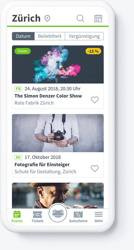Veranstaltungskalender Eventfrog in der Event-Übersicht