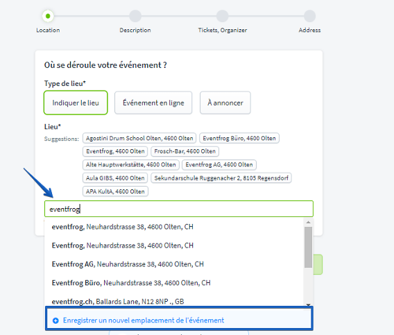 Nouvelle saisie d'événement Lieu 2png